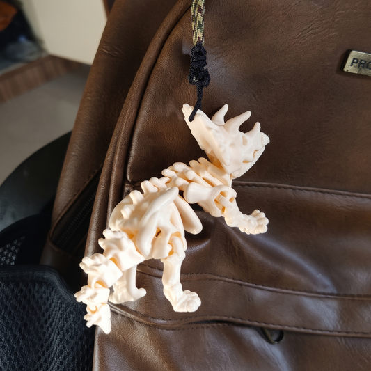 3D Printed Triceratops Keychain with Paracord Lanyard