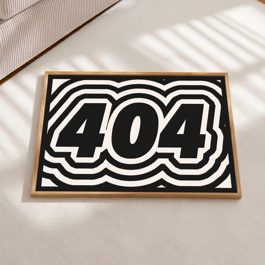 Decorative sign with the number '404' on a light background