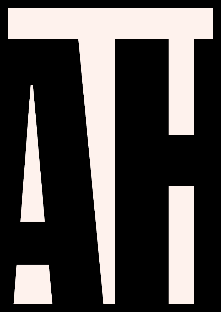 Black and white ‘AH’ text poster