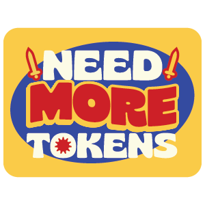 Sticker with 'Need More Tokens' text on a yellow background