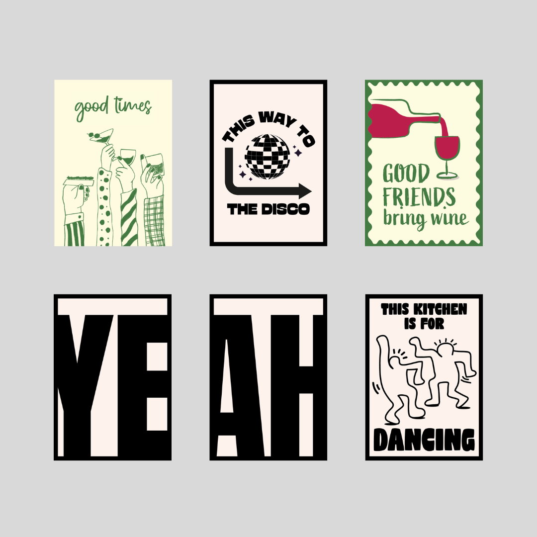 Pack of 5 Party A5 poster