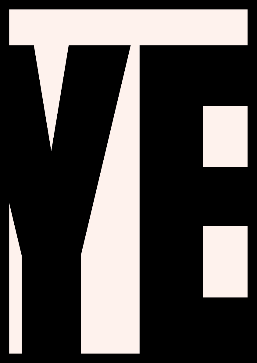 Black and white logo with 'YE' text