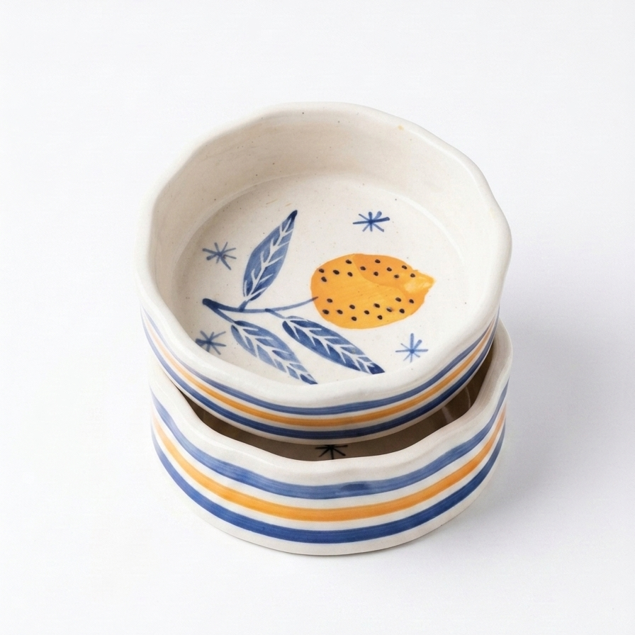 two lemon bowls on white background